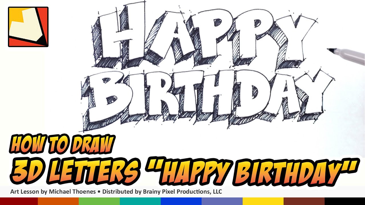 1280x720 How To Draw Letters Happy Birthday - Happy Birthday Drawing Text