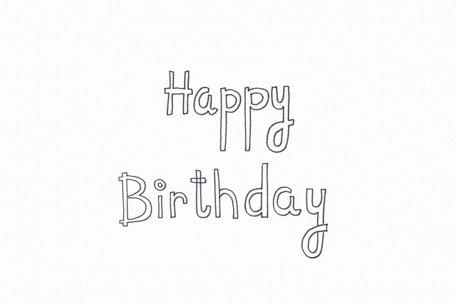 640x427 Idea Ivana Hand Drawn Happy Birthday Card {free Printable} + - Happy Birthday Line Drawing