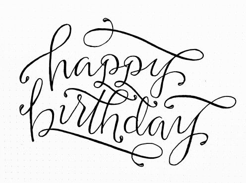 496x370 Birthday Drawings Group With Items - Happy Birthday Line Drawing