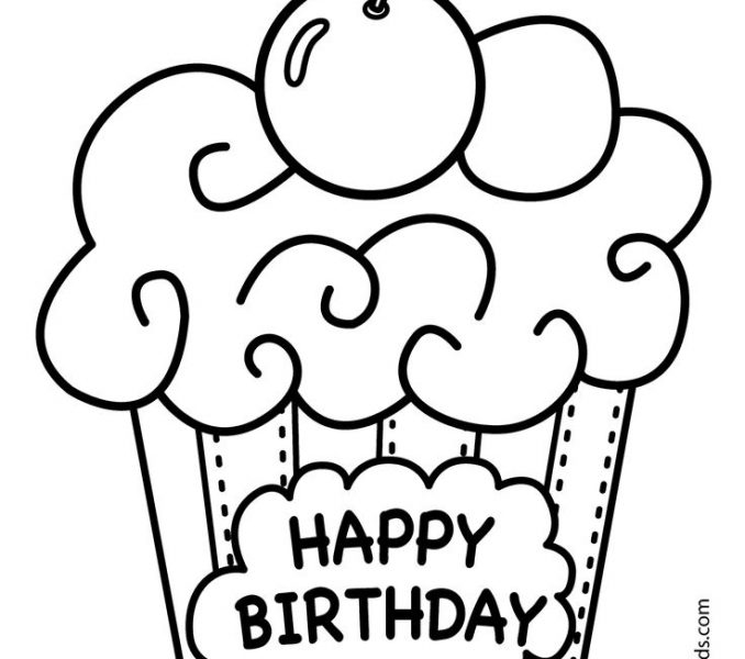 678x600 birthday pictures to colour happy birthday line drawing - Happy Birthday Line Drawing