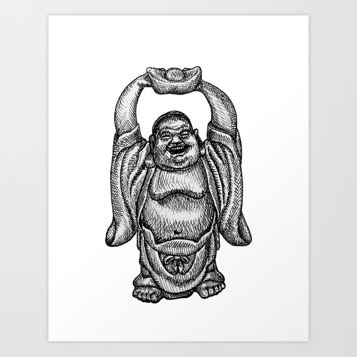 700x700 Happy Buddha Art Print - Happy Buddha Drawing