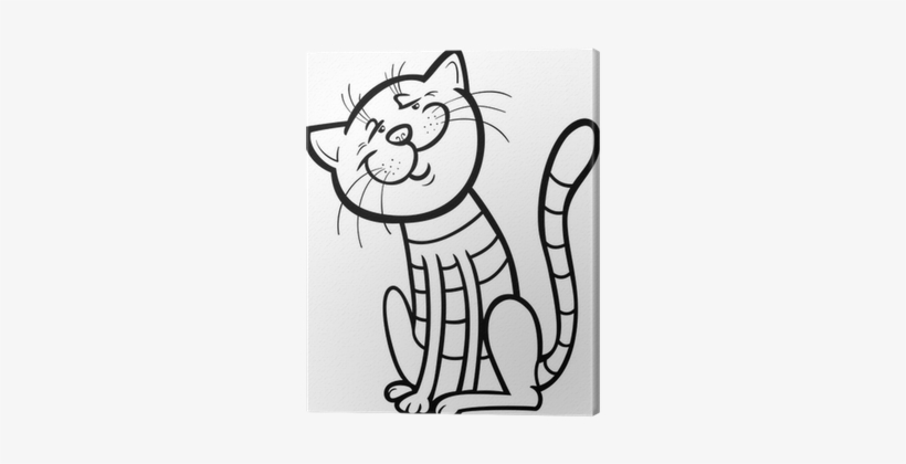 820x420 Happy Cat Cartoon For Coloring Book Canvas Print - Happy Cat Drawing