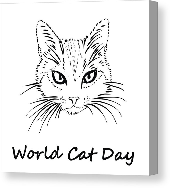 678x750 Happy Cat Day World Cat Day Canvas Print Canvas Art - Happy Cat Drawing