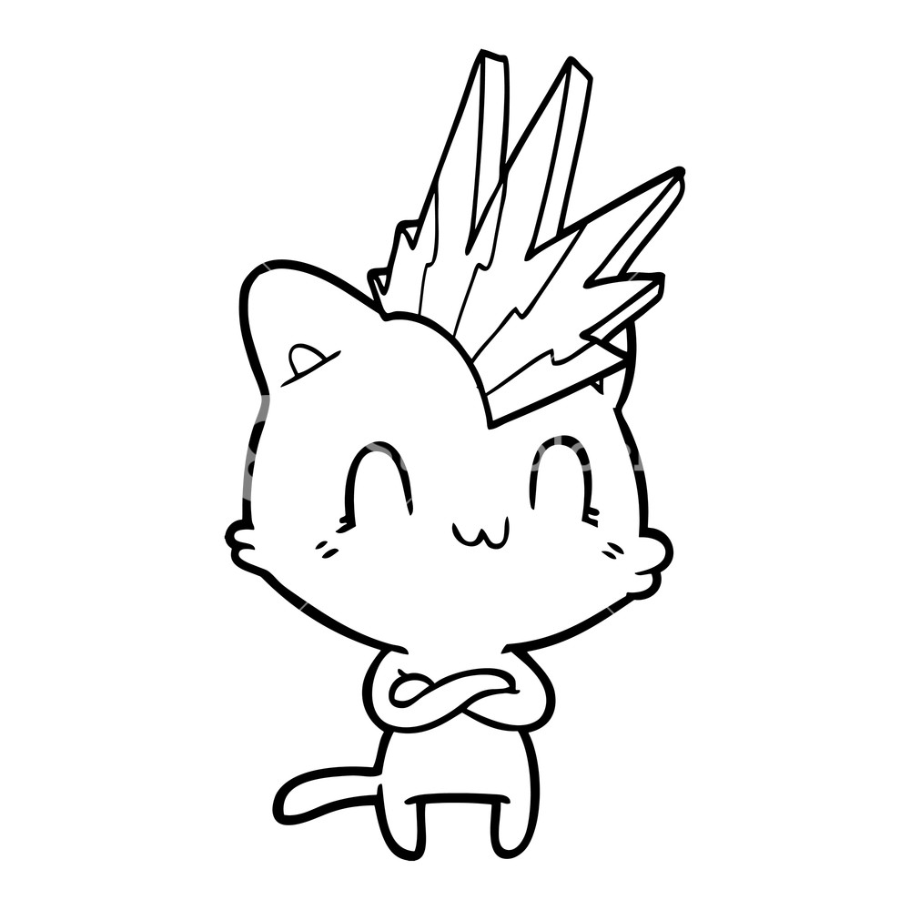 1000x1000 Cartoon Happy Cat Punk Royalty Free Stock Image - Happy Cat Drawing