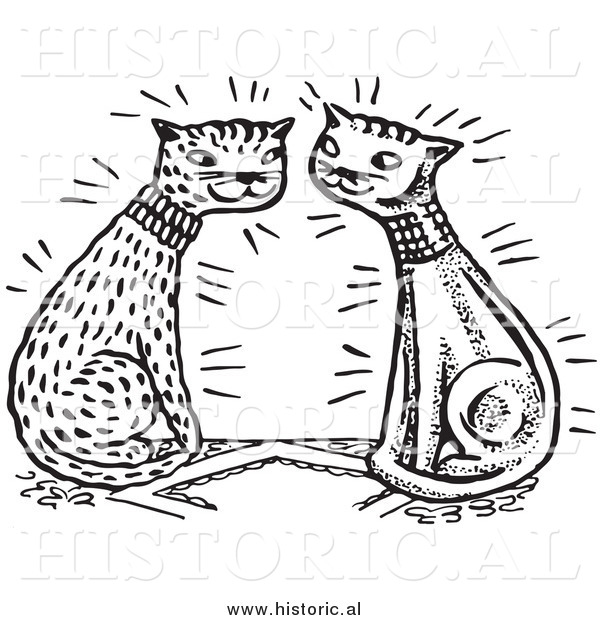 600x620 Clipart Of Happy Cats Falling In Love - Happy Cat Drawing