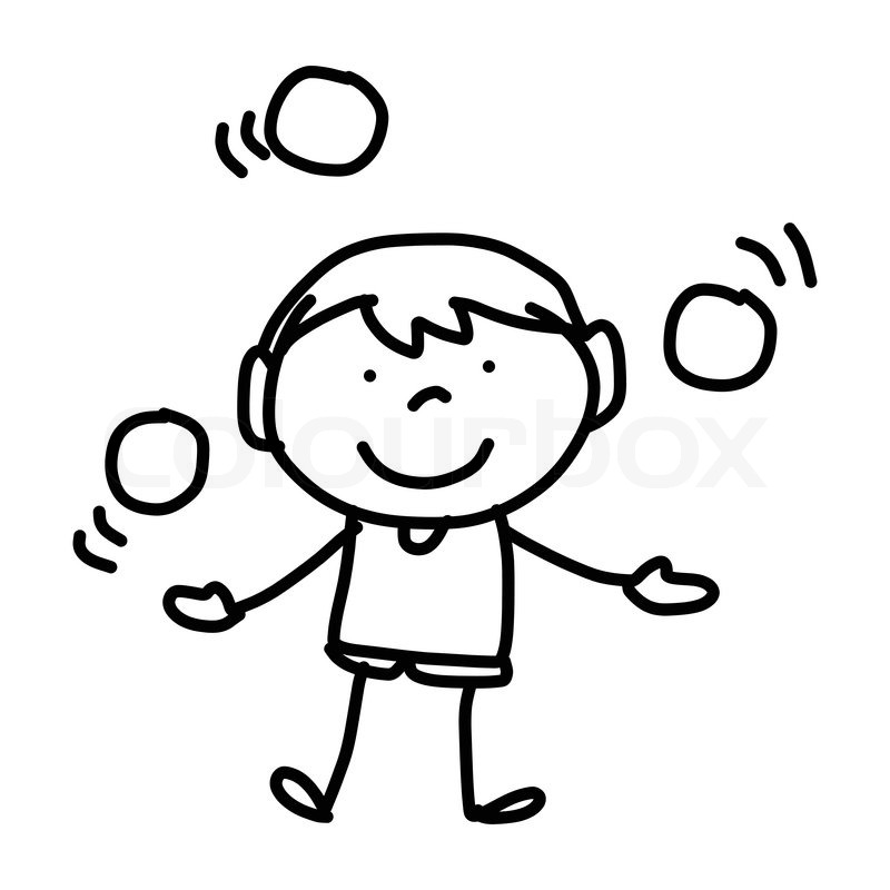 800x800 Hand Drawing Cartoon Character Happy Stock Vector Colourbox - Happy Child Drawing