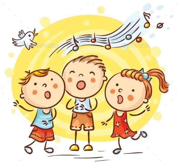 590x548 happy children singing songs, colorful cartoon, vector website - Happy Child Drawing