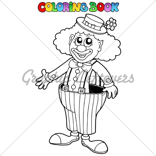 500x500 Coloring Book With Happy Clown Gl Stock Images - Happy Clown Drawing