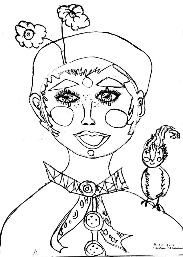 640x900 Happy Clown Girl Drawing - Happy Clown Drawing