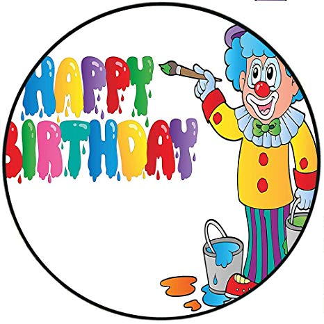 466x466 Short Plush Round Area Rug Birthday For Kids Happy - Happy Clown Drawing