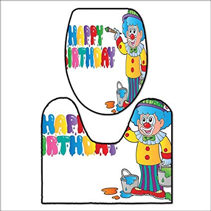 425x425 Qianhehome Soft Toilet Rug Pieces Set Happy Clown - Happy Clown Drawing