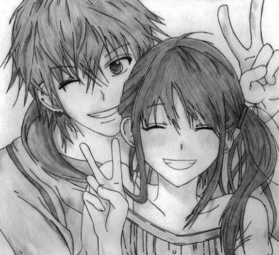 403x369 Be Happy - Happy Couple Drawing