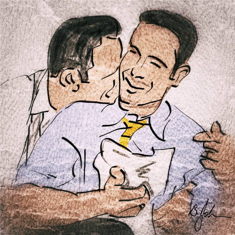 770x770 The Happy Couple Drawing - Happy Couple Drawing