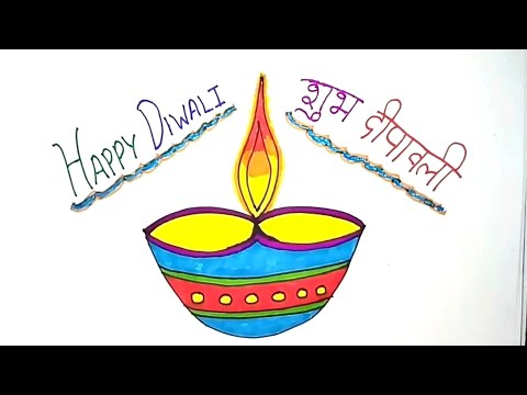 480x360 How To Draw Happy Diwali Deeya Drawing For Kids - Happy Diwali Drawing