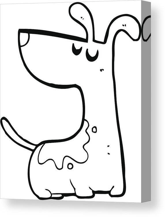 572x750 Line Drawing Cartoon Happy Dog Canvas Print Canvas Art - Happy Dog Drawing