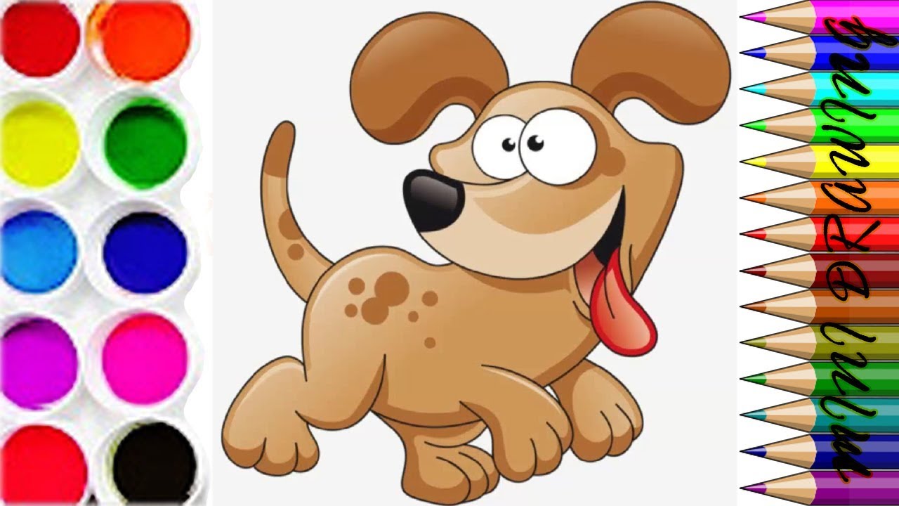 1280x720 Drawing Cute Happy Dogs Funny Dogs Drawing For Kids - Happy Dog Drawing