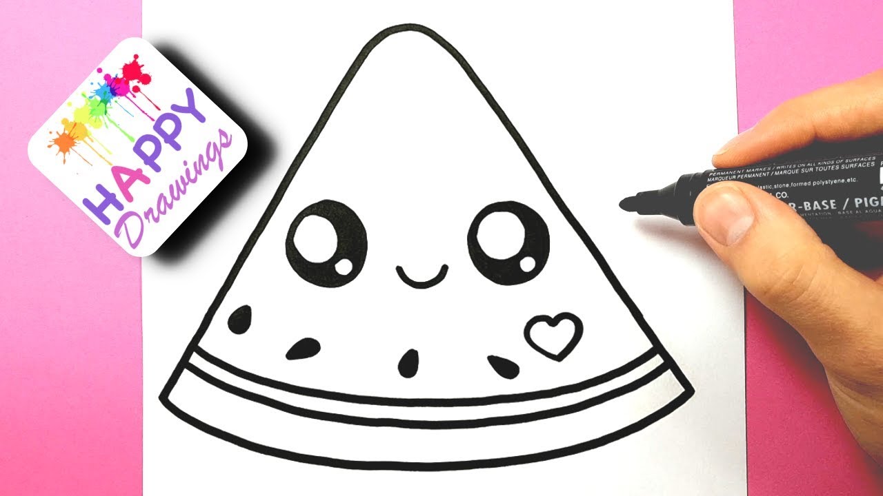 1280x720 How To Draw Draw A Cute Watermelon Easy - Happy Drawing Ideas