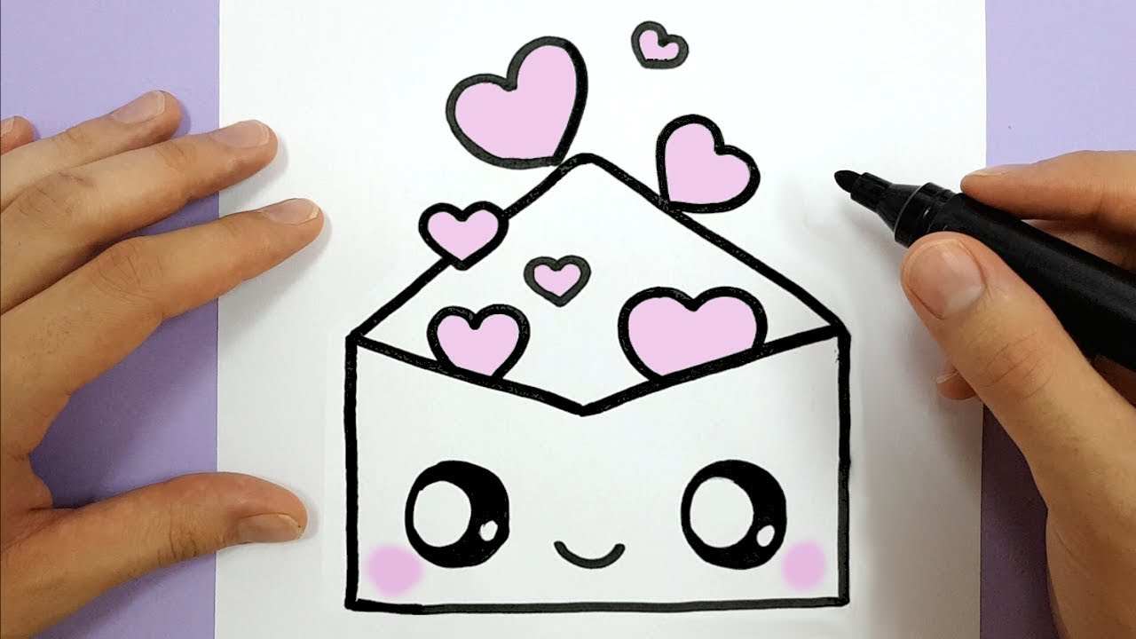 1280x720 how to draw a cute envelope with love hearts easy - Happy Drawings