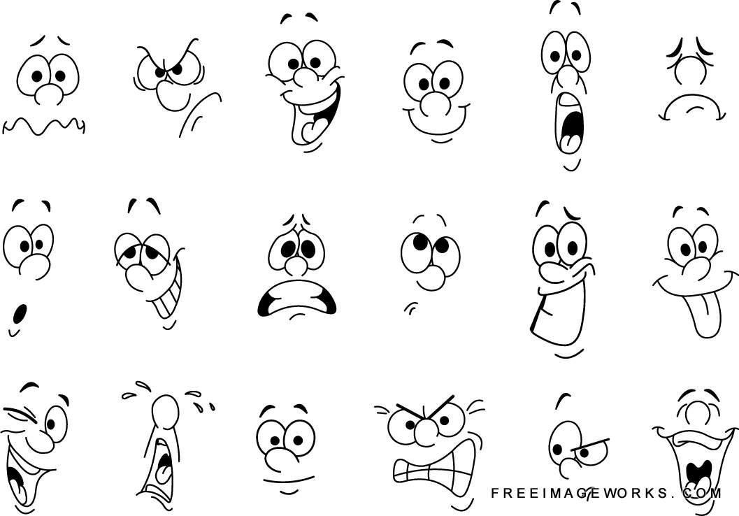 1057x738 cartoon facial expressions set storytelling cartoon faces - Happy Face Cartoon Drawing