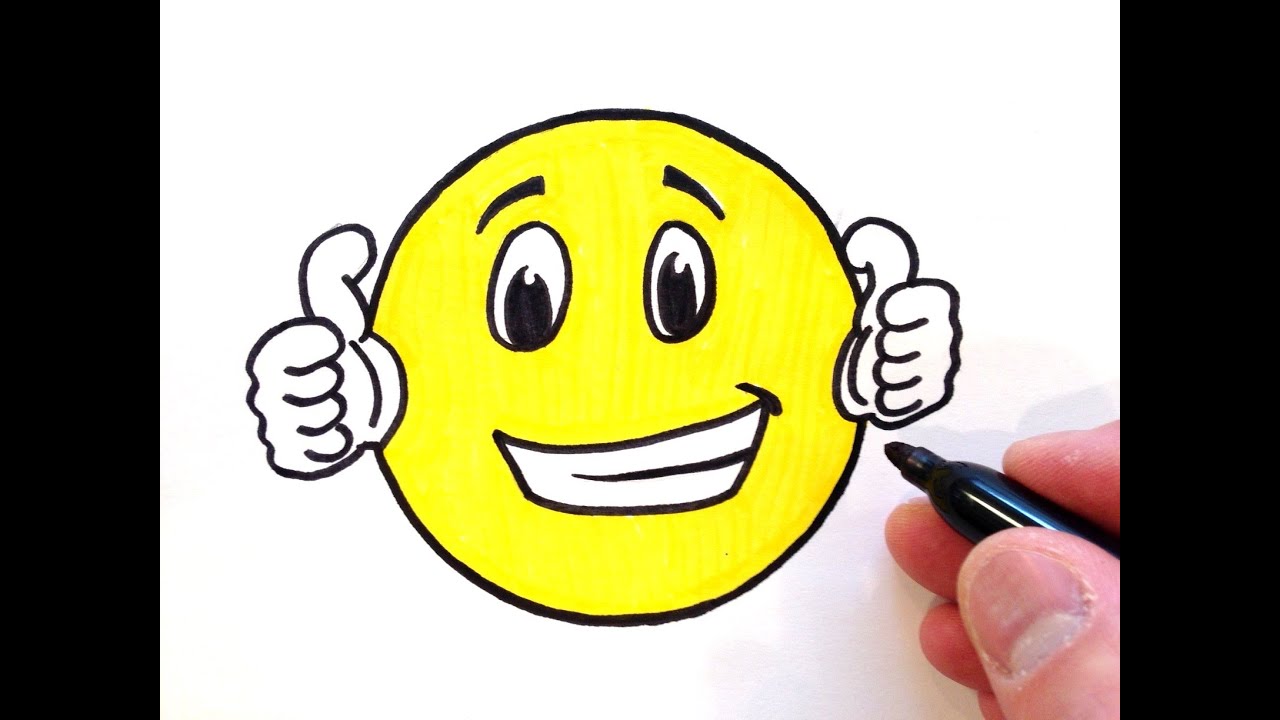 1280x720 how to draw a thumbs up smiley face - Happy Face Cartoon Drawing