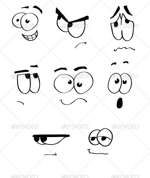 590x700 Cartoon Eyes And Mouth Expressions Painted Rocks Drawings - Happy Face Cartoon Drawing