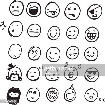 414x414 Smiley Face Sketch - Happy Face Drawing