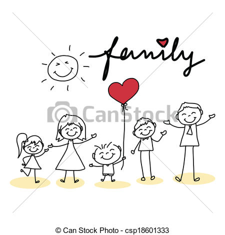 450x470 Hand Drawing Cartoon Happy Family Hand Drawing Cartoon Character - Happy Family Drawing