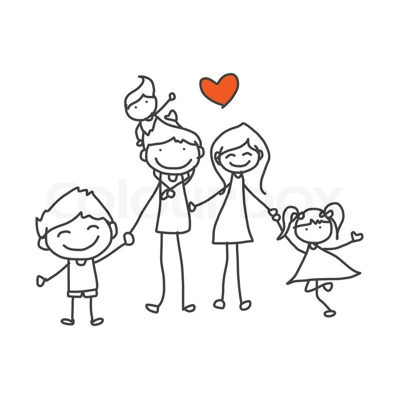 800x800 Stock Vector Of 'hand Drawing Cartoon Happy Family Playing - Happy Family Drawing