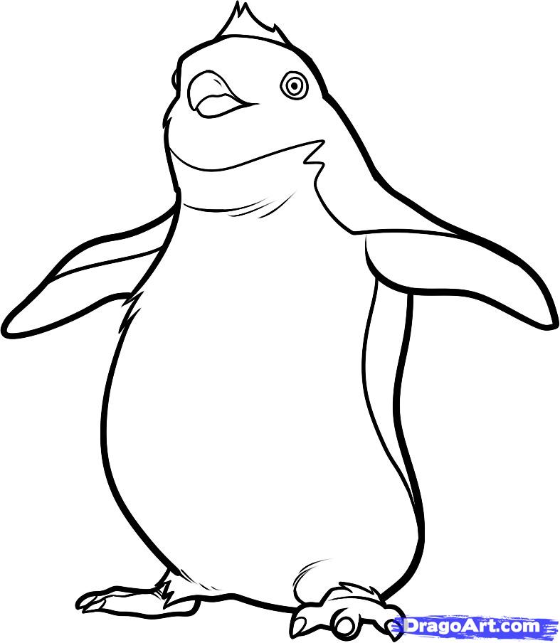 787x904 How To Draw Ramon, Ramon, Happy Feet Step - Happy Feet Drawing