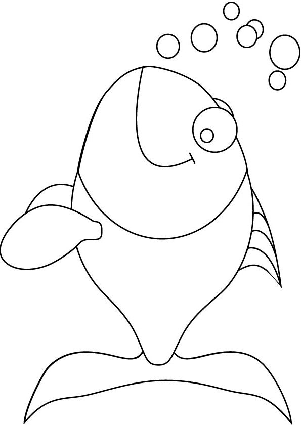 595x842 Fish Drawing Coloring Pages - Happy Fish Drawing