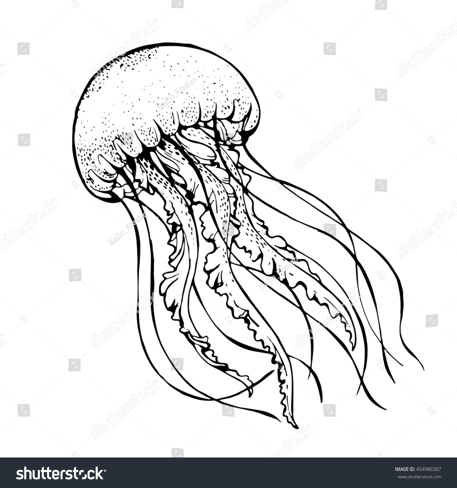Медуза раскраска с хвостом