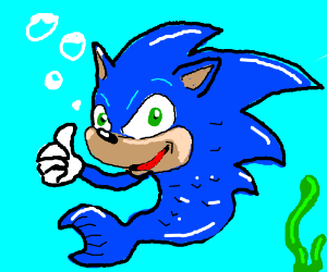 300x250 Sonic Is A Happy Fish Drawing - Happy Fish Drawing