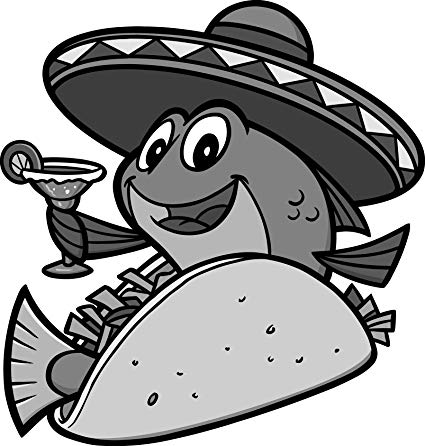 425x446 silly black and white happy fish inside taco shell - Happy Fish Drawing