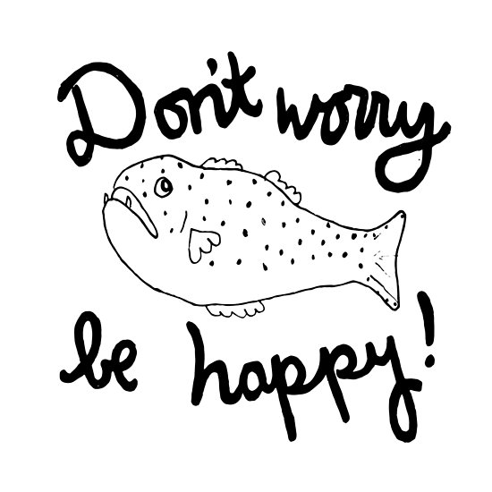 550x550 Don't Worry Be Happy! Singing Fish Posters - Happy Fish Drawing