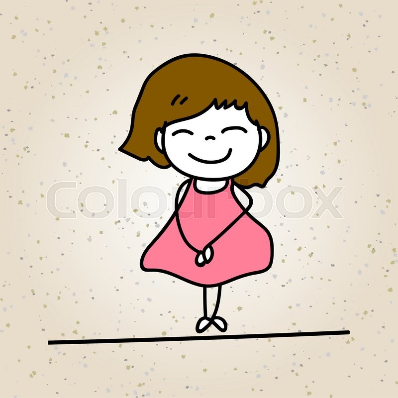 800x800 Hand Drawing Cartoon Happy Girl With Stock Vector Colourbox - Happy Girl Drawing