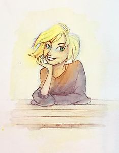 234x300 original animation art blond happy girl prisma colorwatercolor - Happy Girl Drawing