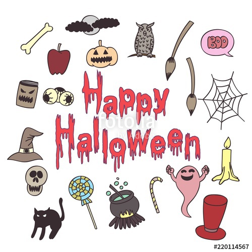 500x500 happy halloween doodle, alphabets, drawing, cute art stock image - Happy Halloween Drawings