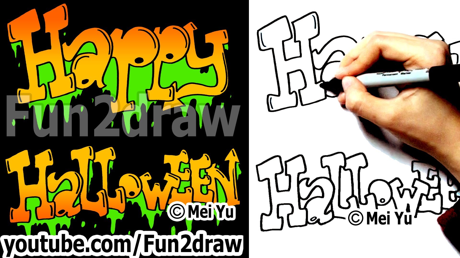 1920x1080 how to draw graffiti letters happy halloween fun things - Happy Halloween Drawings