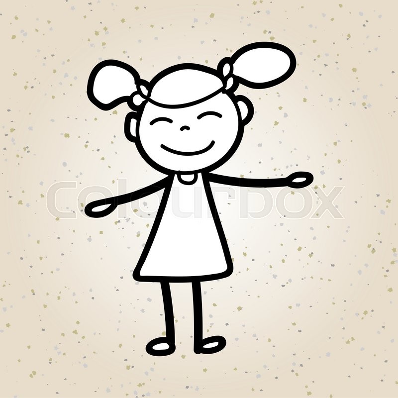 800x800 Hand Drawing Cartoon Happy Kid Playing Stock Vector Colourbox - Happy Kid Drawing