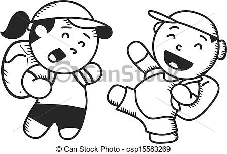 450x306 Happy Children Going To School - Happy Kid Drawing