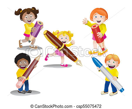 450x371 Illustration Of Happy Kids Drawing Theme On Isolated White Background - Happy Kid Drawing