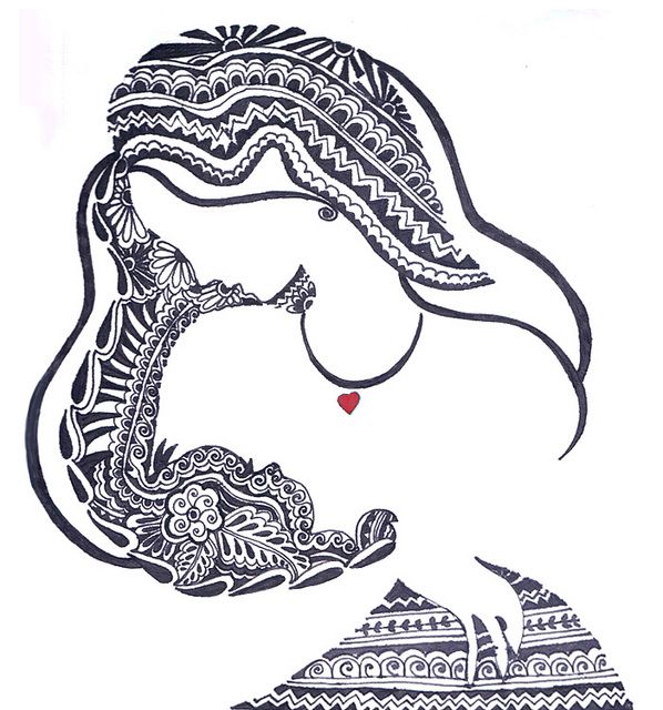 598x640 Mother's Love Smile Breastfeeding Art, Breastfeeding Tattoo - Happy Mothers Day Drawings