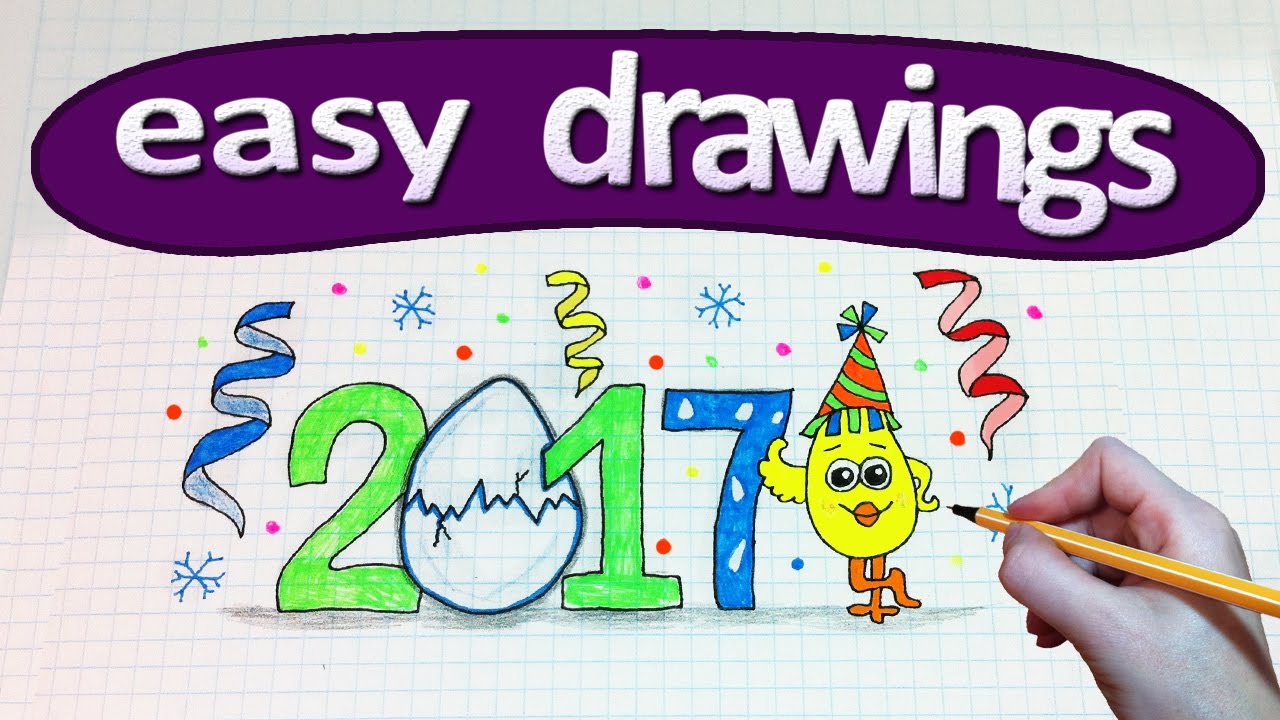 1280x720 Easy Drawings - Happy New Year 2017 Drawing