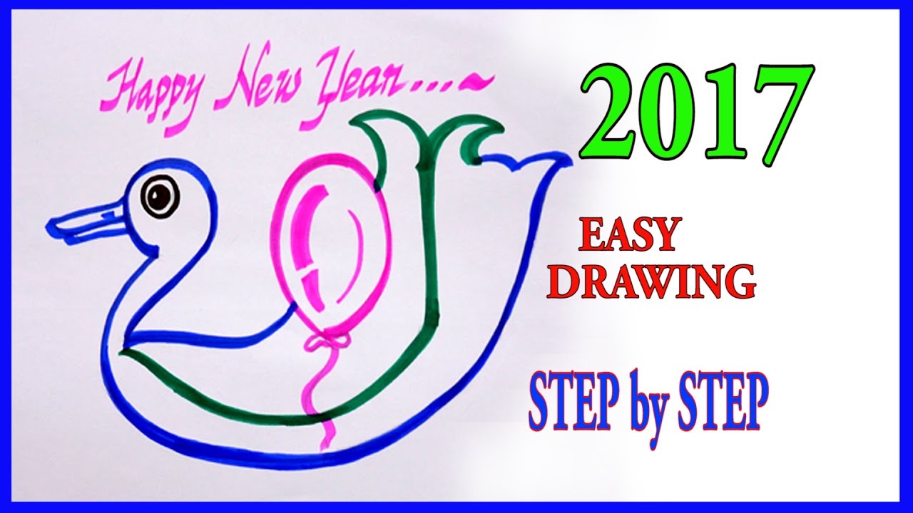 1280x720 happy new year easy drawing step - Happy New Year 2017 Drawing