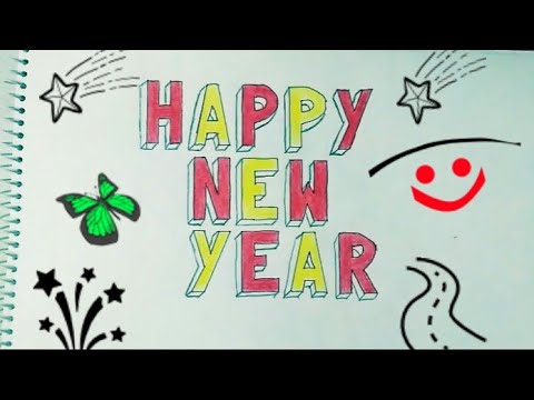 480x360 how to draw happy new year coloring drawing step - Happy New Year Drawing