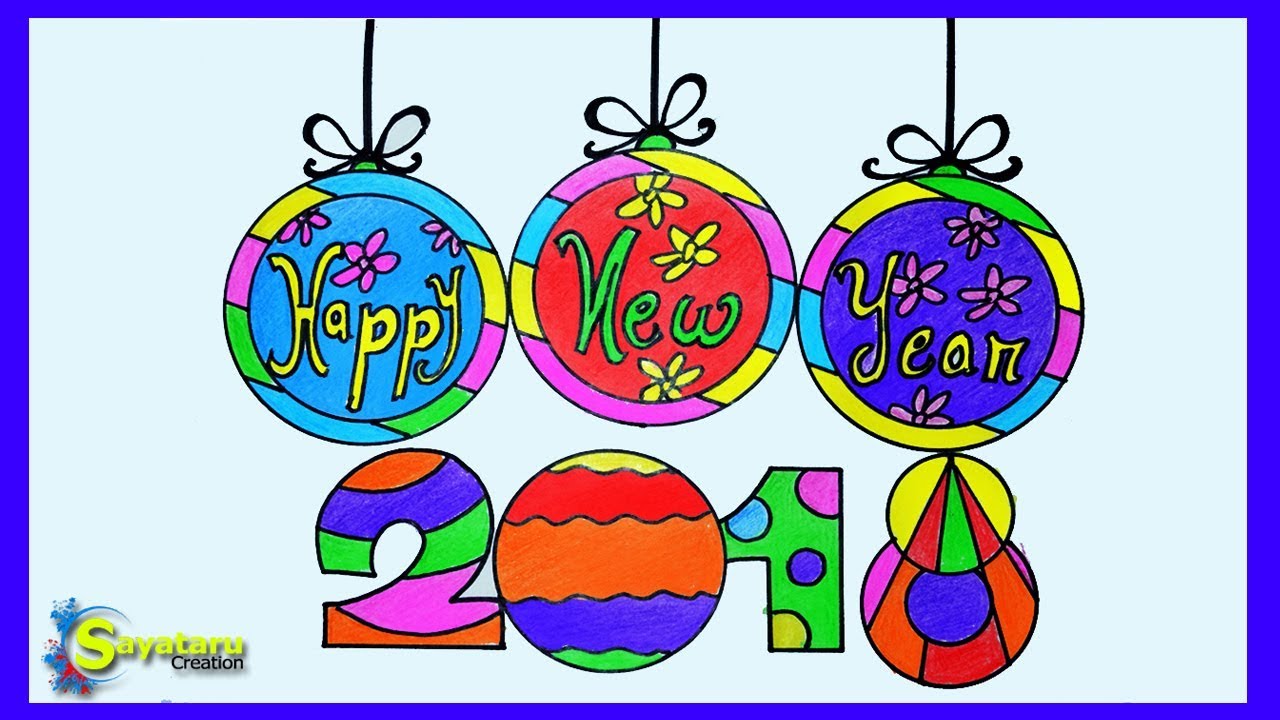 1280x720 how to draw happy new year poster, happy new year - Happy New Year Drawing
