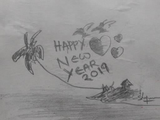 512x384 shiju m drawings happy new year pencil draw - Happy New Year Drawing
