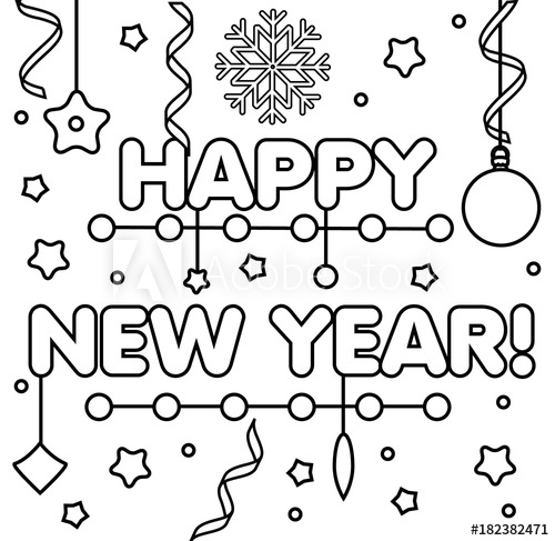 500x487 Coloring - Happy New Year Drawing