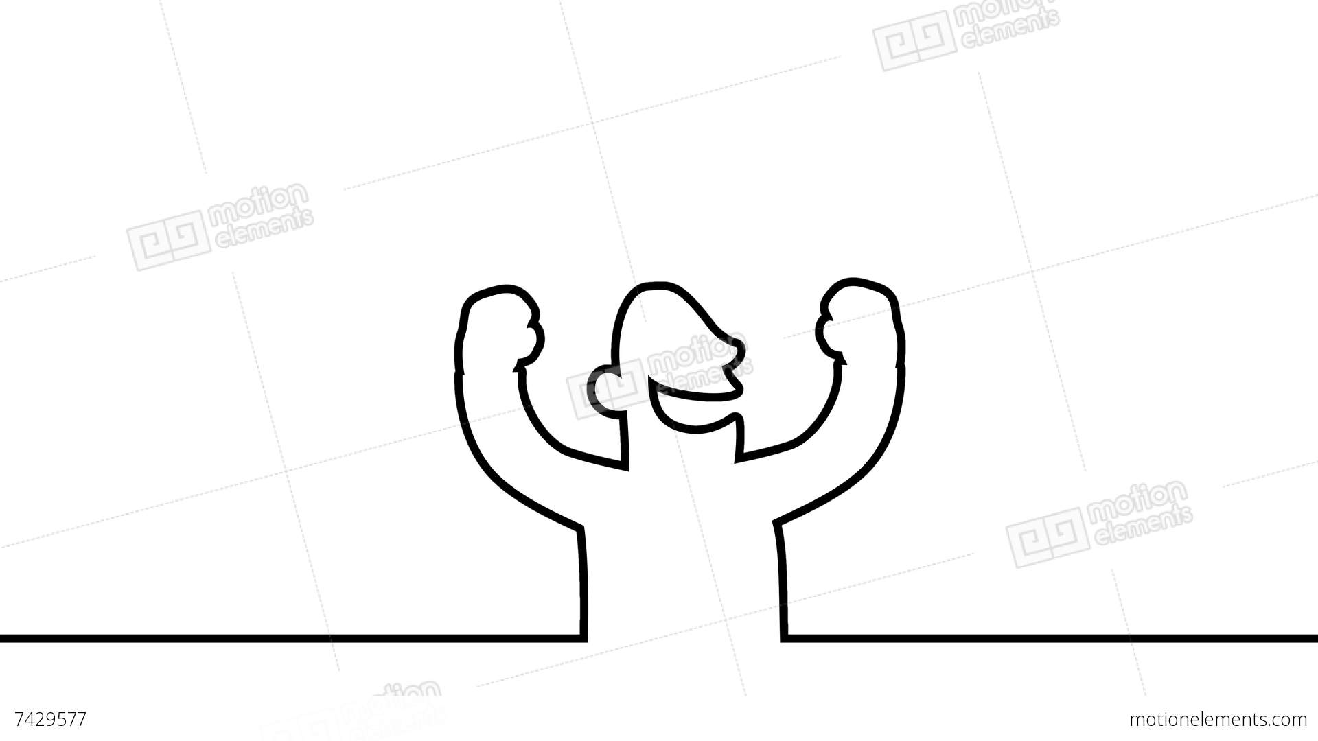 1920x1080 Happy Person Cheering Loopable Line Art Animation With Alpha - Happy Person Drawing