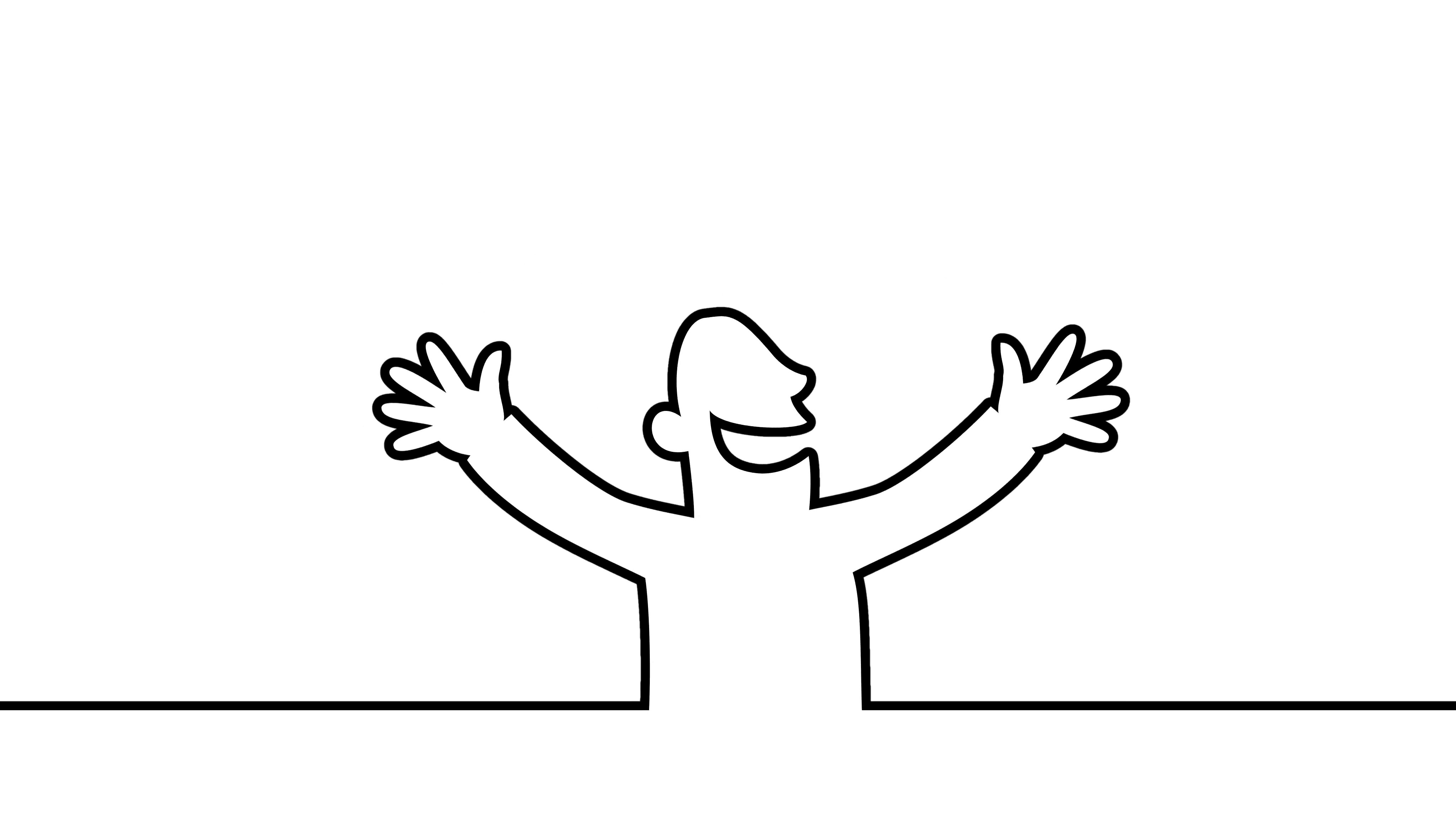 4096x2304 Line Art Animation Of A Happy Person Cheering And Laughing - Happy Person Drawing